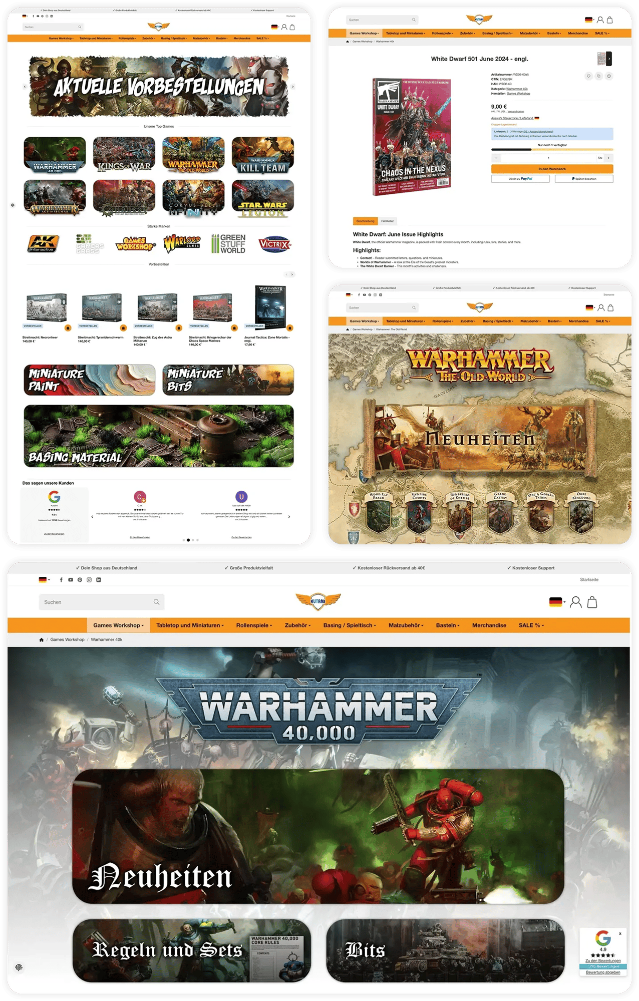 Startseite, Artikelseite und Kategorieseite im Kutami Webshop Startseite, Artikelseite und Kategorieseite im Kutami Webshop