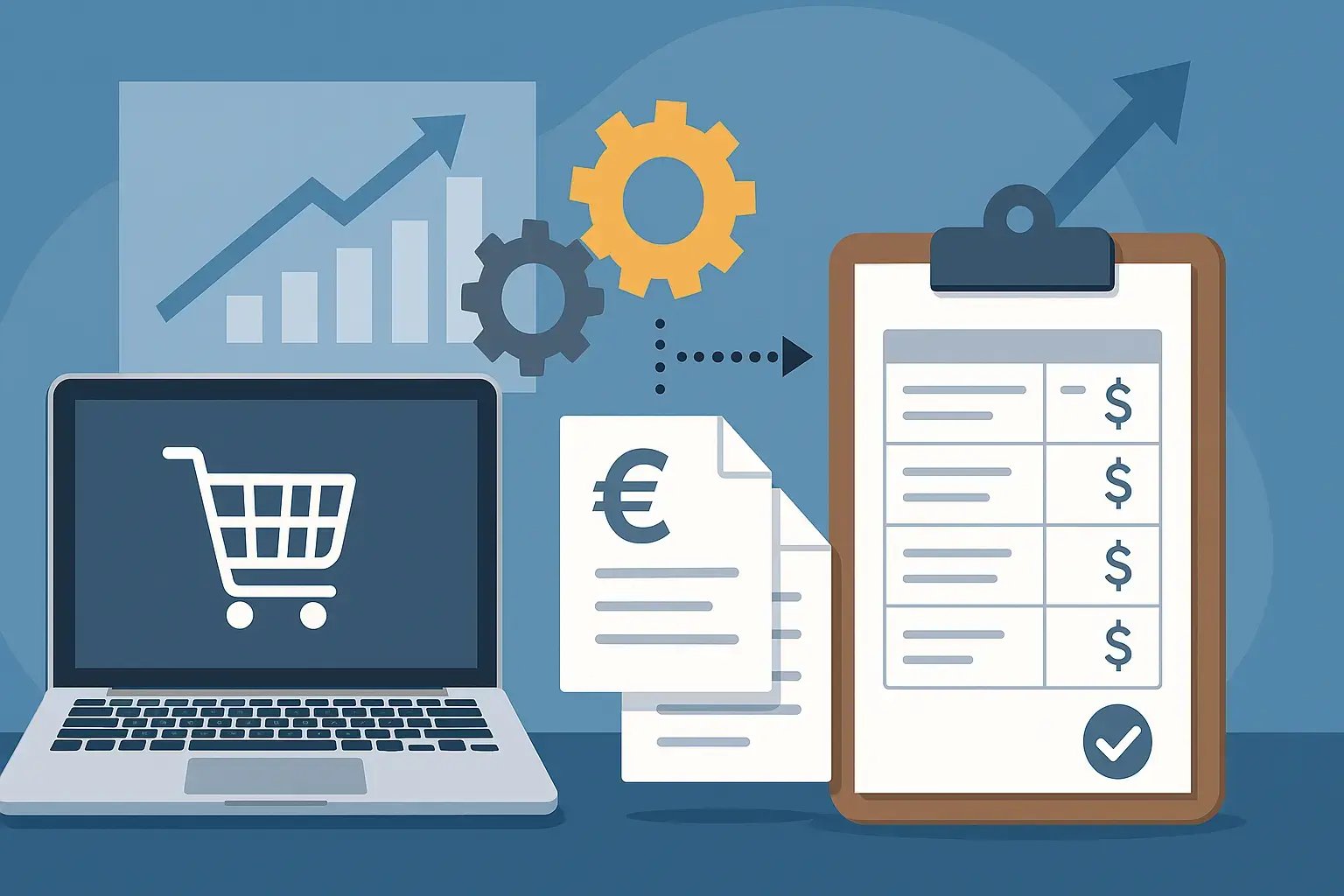 Grafische Darstellung von Online-Shopping und Verkaufsstatistiken.