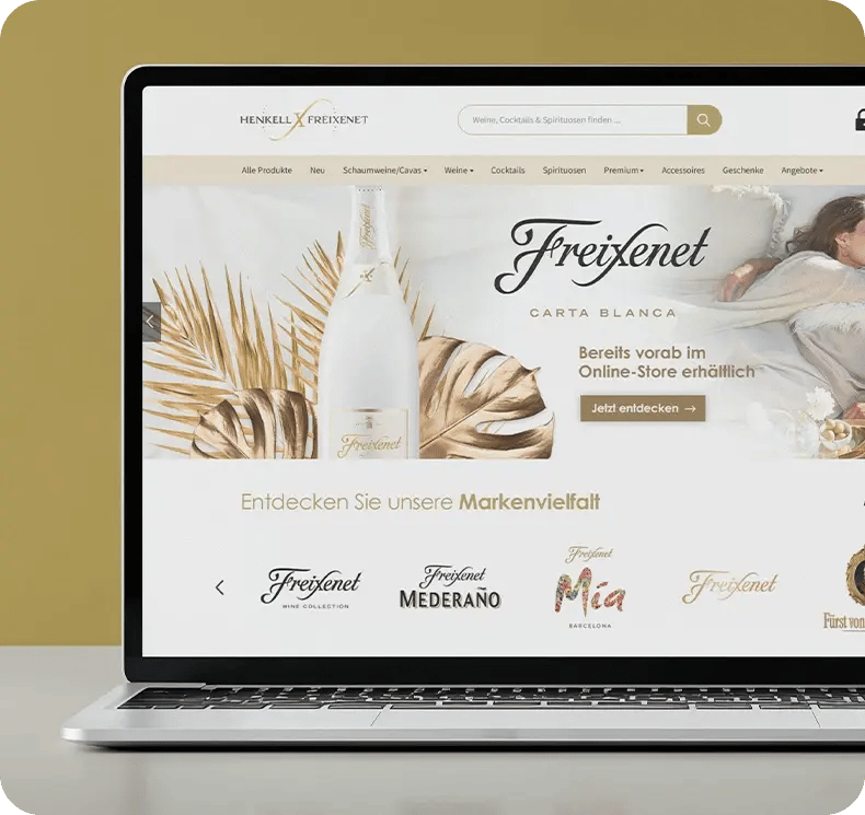 Vorschau des Freixenet Webshops auf einem Laptop
