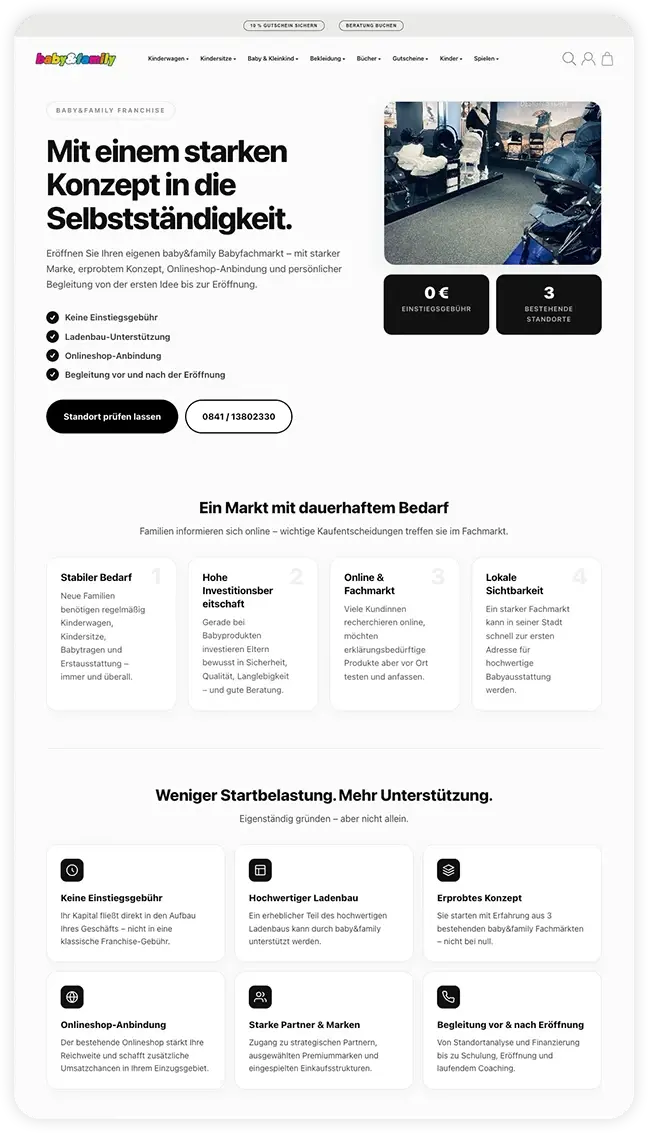 Vorschau der Franchise Landingpage von Baby&Family Vorschau der Franchise Landingpage von Baby&Family