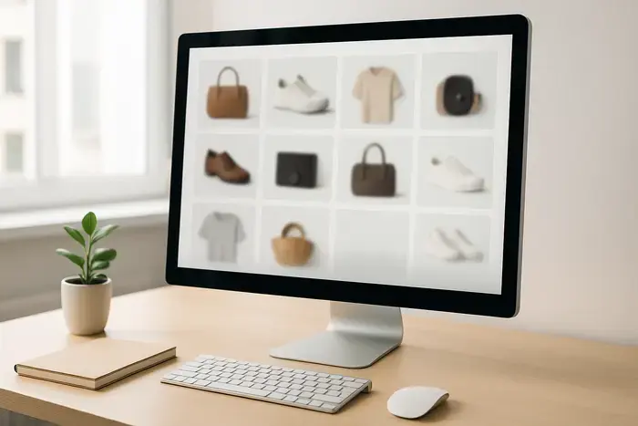 Abstrahierte Produktübersicht als Sinnbild für verzögert geladene Bilder im Online-Shop