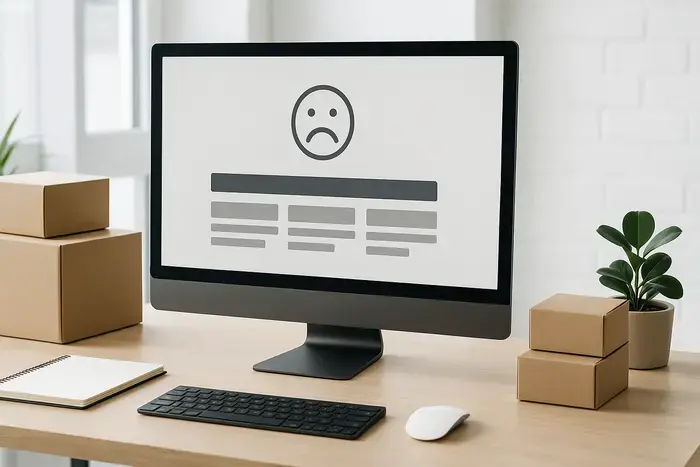 Neutraler E-Commerce-Arbeitsplatz als Symbol für die Gestaltung einer Shopware-404-Seite