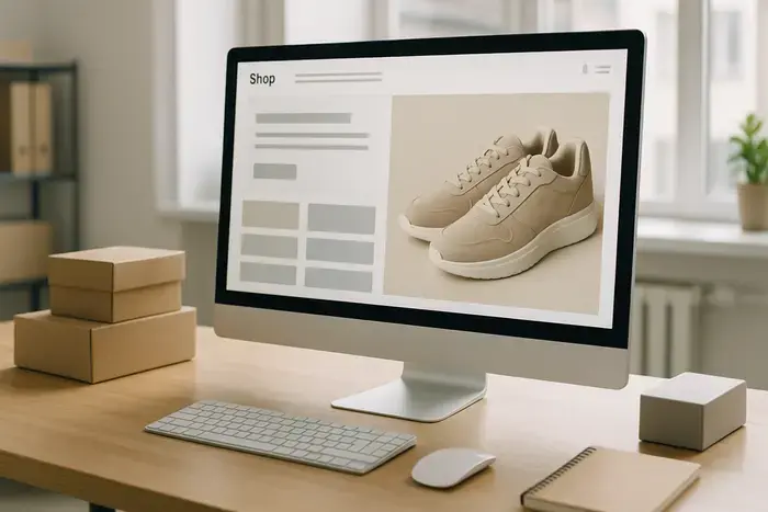 Arbeitsplatz zur Planung einer Shopware-Startseite mit großflächiger Produktpräsentation