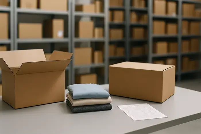Neutrale Rücksendung auf einem Arbeitstisch im E-Commerce-Lager