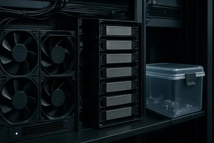 Server-Rack als Symbol für technische Cache- und Dateirechte