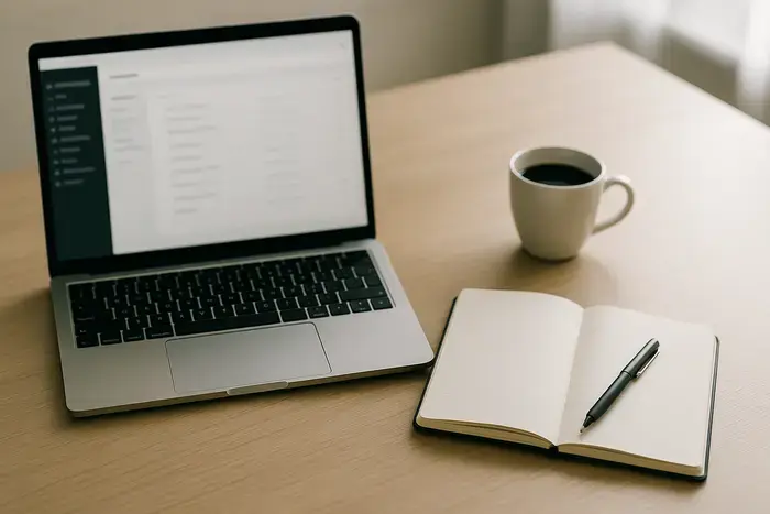 Checkliste und Notizbuch für E-Commerce-Prozessoptimierung