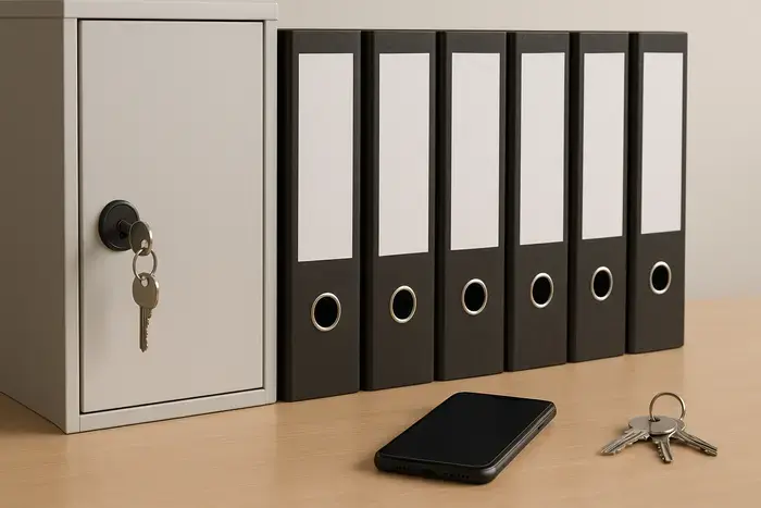 Ordner und Schlüssel als Symbol für verlorene Account-Zugänge