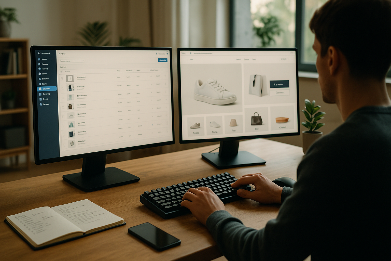 E-Commerce-Manager arbeitet im Shop-Backend und optimiert Produktkategorien sowie Darstellung im Online-Shop zur besseren Performance und Usability.