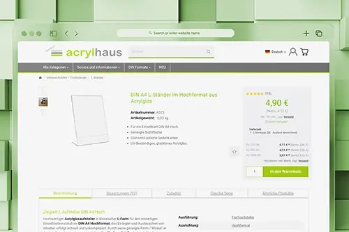 Vorschau des Acrylhaus Onlineshops Vorschau des Acrylhaus Onlineshops